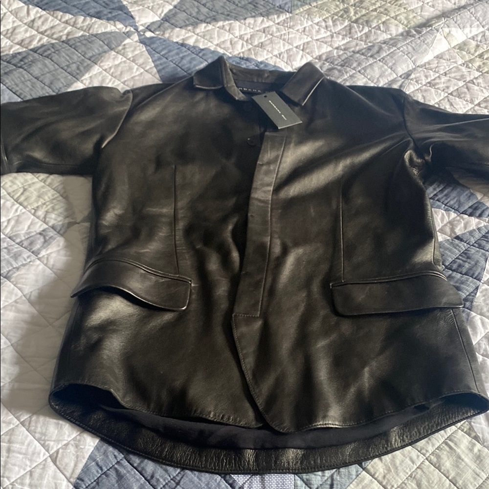 Barbara Bui Black Leather Buttondown Top Structured Design. Spring 2013 Runway